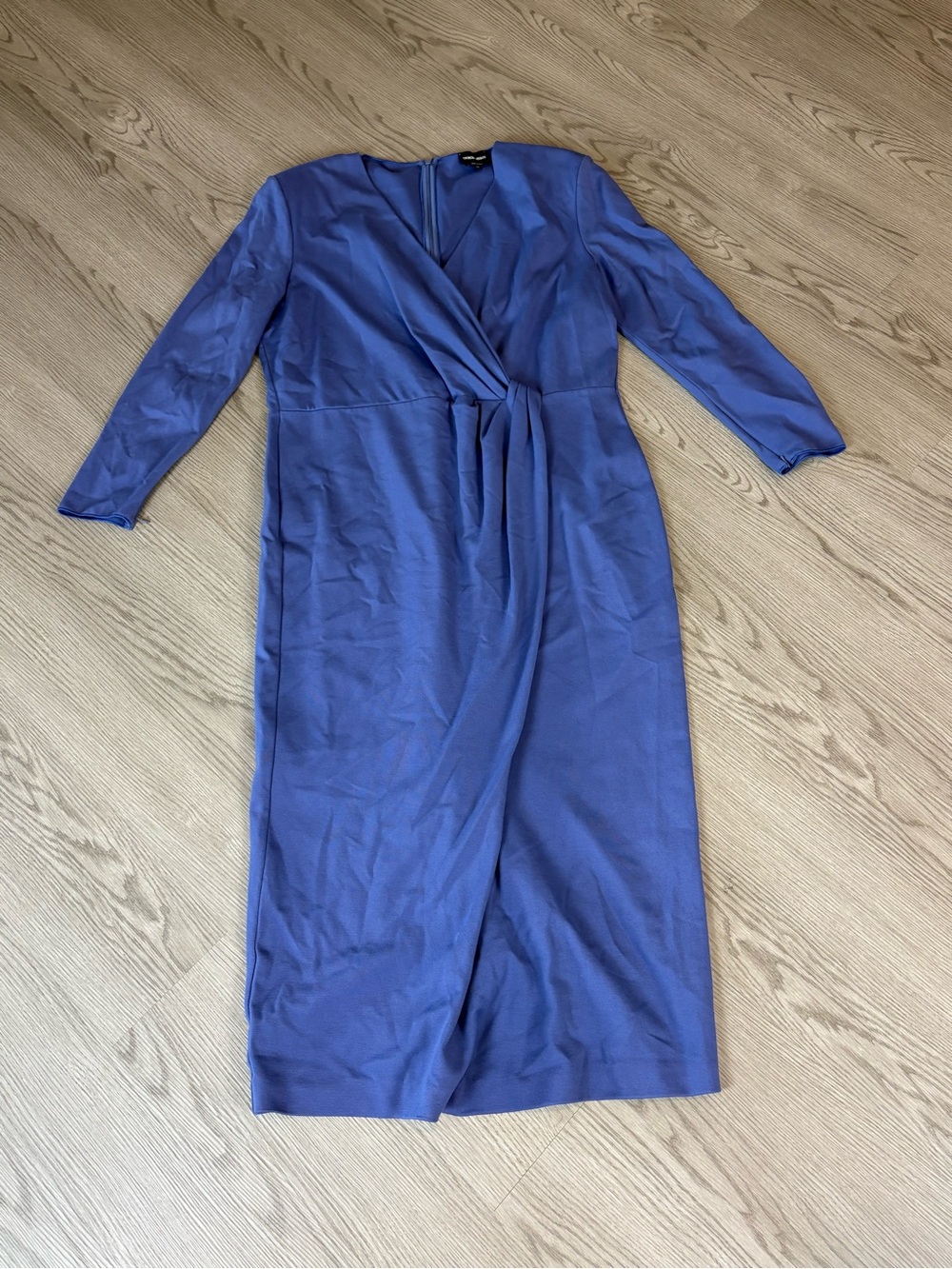Giorgio Armani Cobalt Blue Long Sleeve Wrap Midi Dress